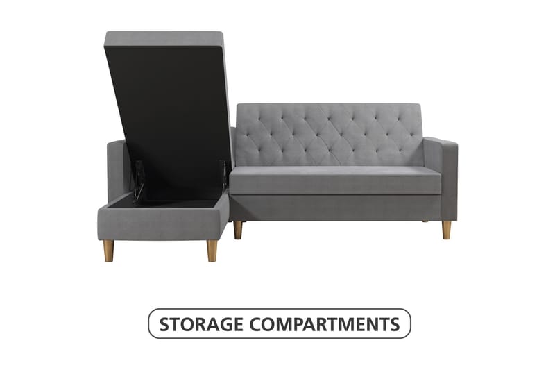 Liberty Chaiselongsovesofa Grå - CosmoLiving - Møbler - Sofaer - Sovesofaer - Sovesofa chaiselong