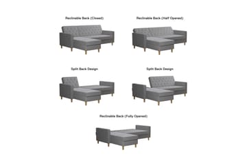 Liberty Chaiselongsovesofa Grå - CosmoLiving - Møbler - Sofaer - Sovesofaer - Sovesofa chaiselong