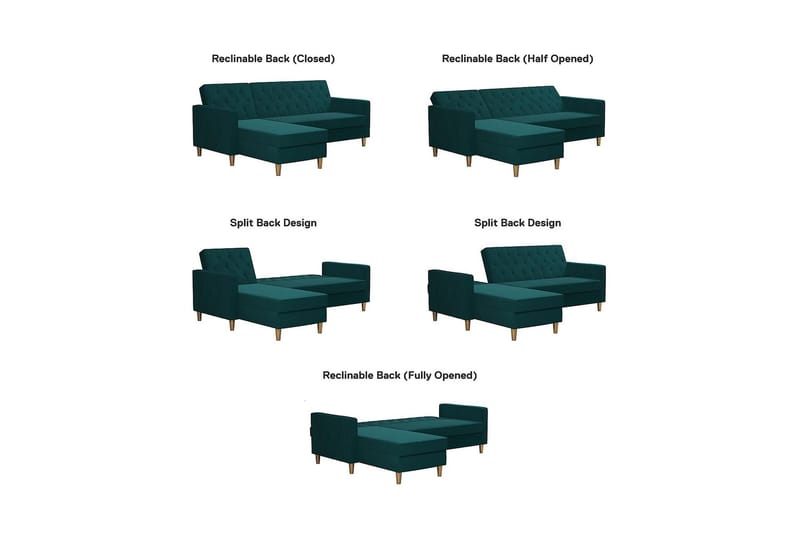 Liberty Chaiselongsovesofa Grøn - Møbler - Sofaer - Sovesofaer