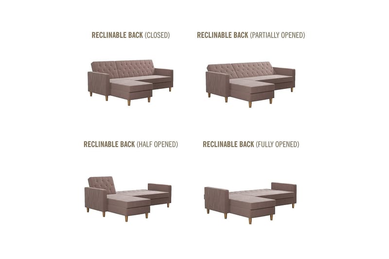 Liberty Chaiselongsovesofa Lyserød - CosmoLiving - Møbler - Sofaer - Sovesofaer