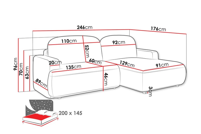 Lifeina Sovesofa Med 2-Personers Divan - Lyserød - Møbler - Sofaer - Sovesofaer