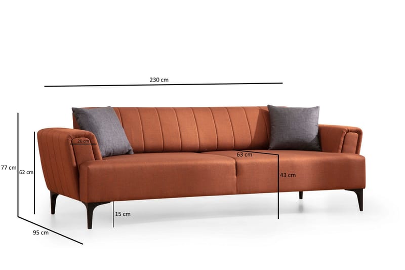 Lilesville 3-Pers. Sovesofa - Rød - Møbler - Sofaer - Sovesofaer