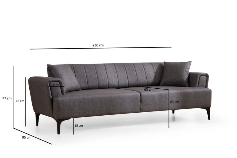 Lilesville 3-Pers. Sovesofa - Mørkegrå - Møbler - Sofaer - Sovesofaer