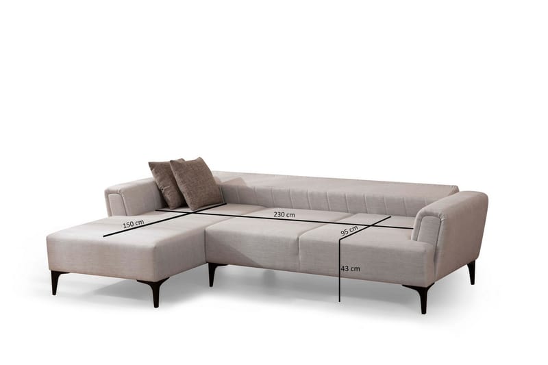 Lilesville Sovesofa med chaiselong - Beige - Møbler - Sofaer - Sovesofaer