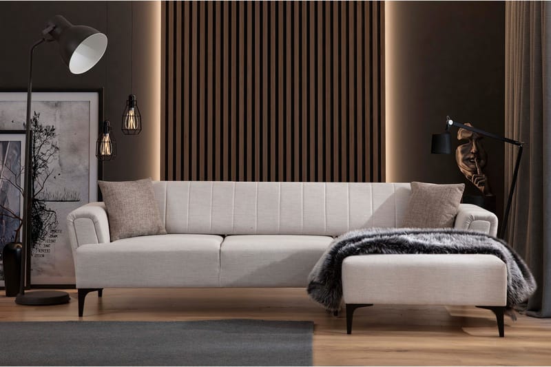 Lilesville Sovesofa med chaiselong - Beige - Møbler - Sofaer - Sovesofaer