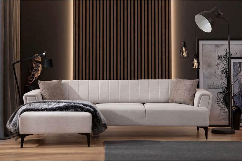 Lilesville Sovesofa med chaiselong - Beige - Møbler - Sofaer - Sovesofaer