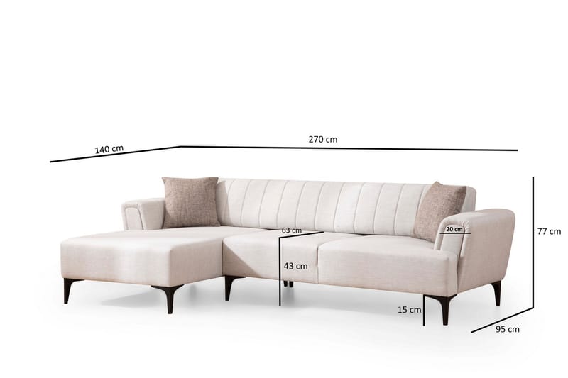 Lilesville Sovesofa med chaiselong - Beige - Sovesofaer - Hjørnesovesofa