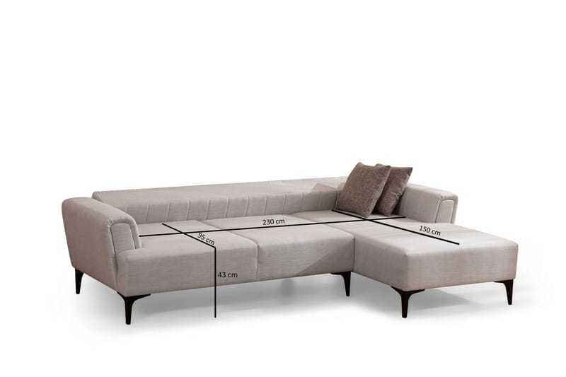 Lilesville Sovesofa med chaiselong - Beige - Møbler - Sofaer - Sovesofaer