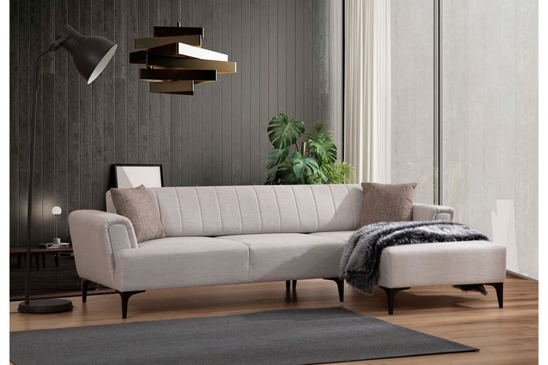 Lilesville Sovesofa med chaiselong - Beige - Møbler - Sofaer - Sovesofaer