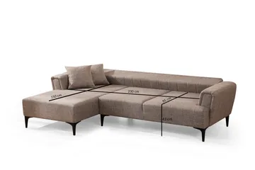 Lilesville Sovesofa med chaiselong - Lysebrun - Møbler - Sofaer - Sovesofaer