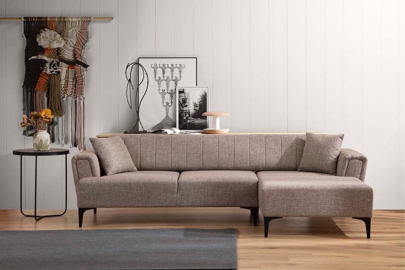Lilesville Sovesofa med chaiselong - Lysebrun - Møbler - Sofaer - Sovesofaer