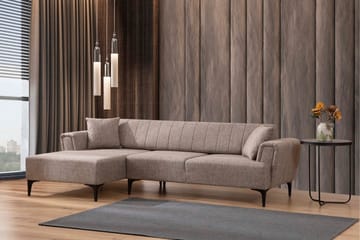 Lilesville Sovesofa med chaiselong - Lysebrun - Møbler - Sofaer - Sovesofaer