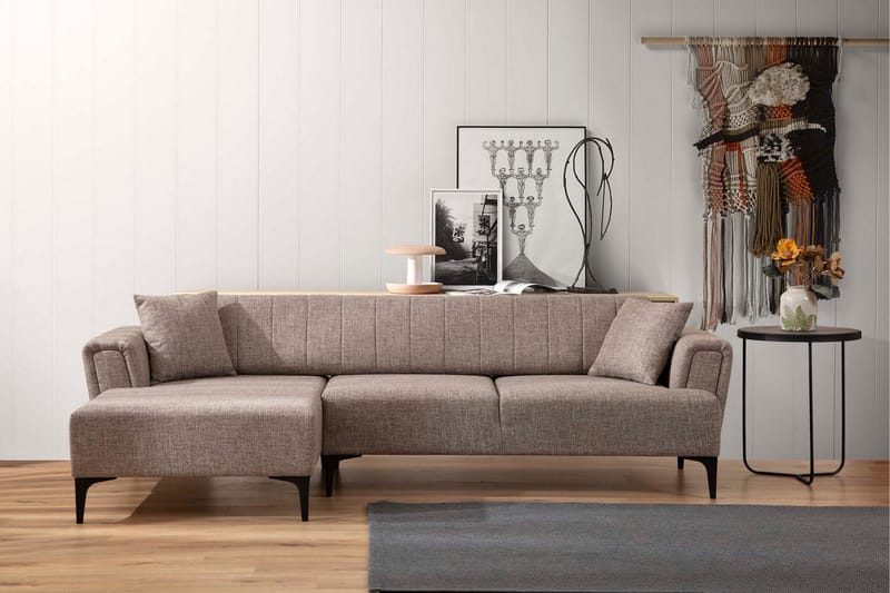 Lilesville Sovesofa med chaiselong - Lysebrun - Møbler - Sofaer - Sovesofaer