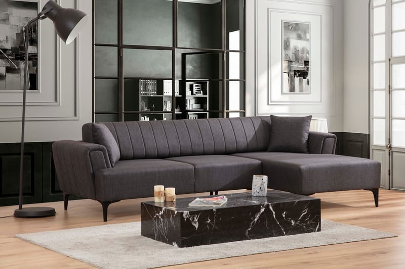 Lilesville Sovesofa med chaiselong - Mørkegrå - Møbler - Sofaer - Sovesofaer