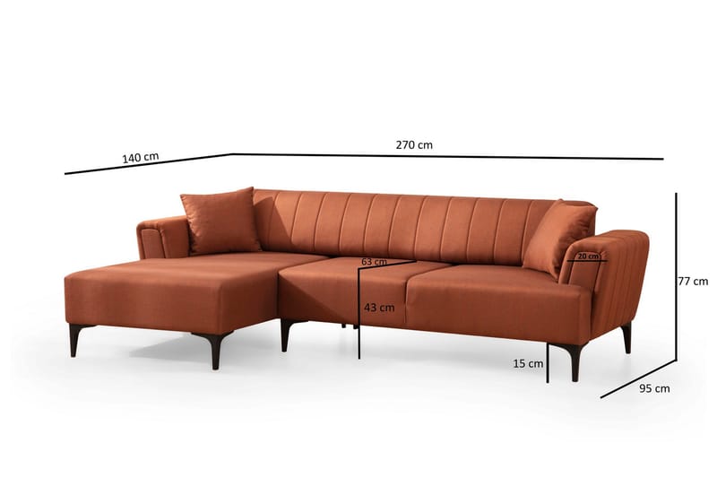 Lilesville Sovesofa med chaiselong - Rød - Møbler - Sofaer - Sovesofaer