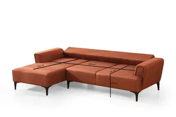 Lilesville Sovesofa med chaiselong - Rød - Møbler - Sofaer - Sovesofaer