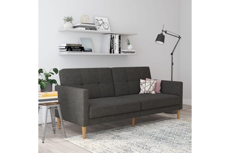 Sovesofa Lilly Antracit, Linned - Antracit, Linned - Møbler - Sofaer - Sovesofaer