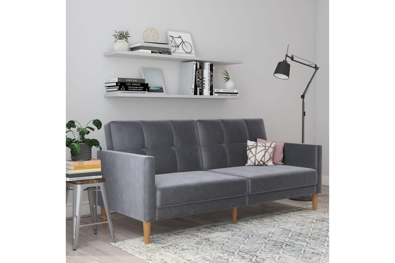 Sovesofa Lilly Antracit, Velour - Antracit, Velour - Møbler - Sofaer - Sovesofaer