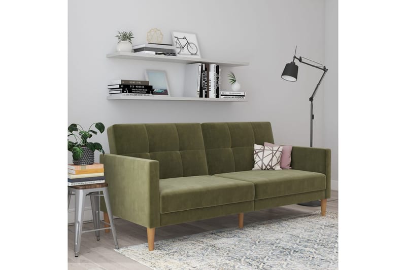 Sovesofa Lilly Olivengrøn, Velour - Olivengrøn, Velour - Møbler - Sofaer - Sovesofaer