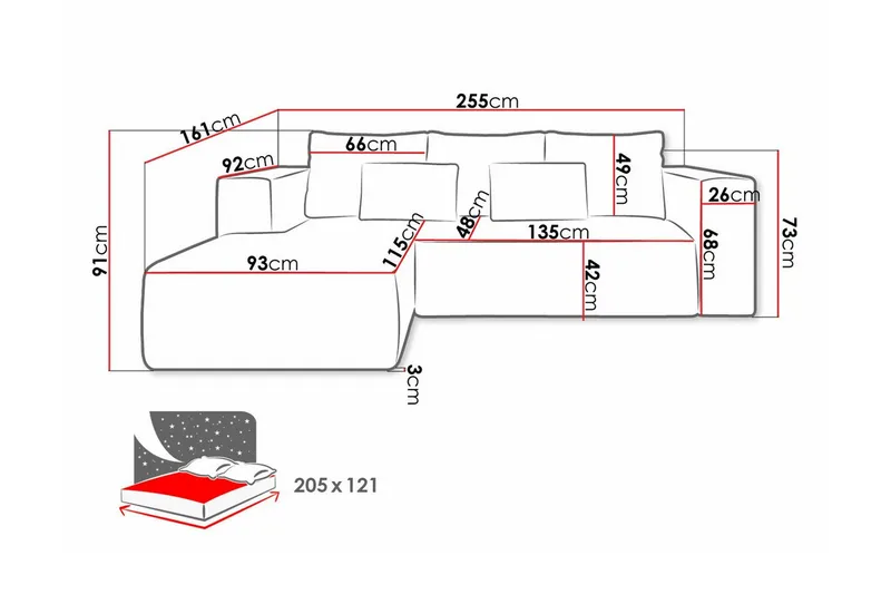 Listowel 3-sits Hörnbäddsoffa Brown - Møbler - Sofaer - Sovesofaer