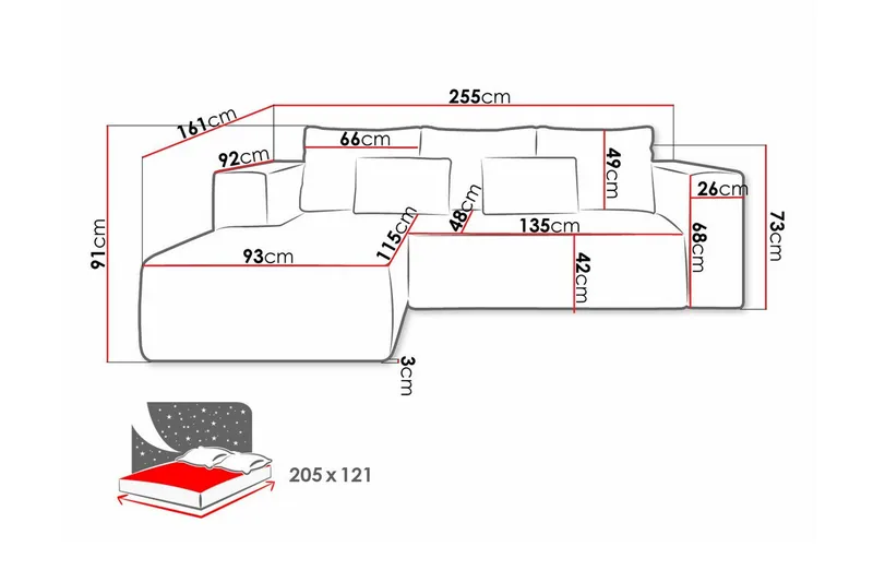 Listowel 3-sits Hörnbäddsoffa Dark blue - Møbler - Sofaer - Sovesofaer