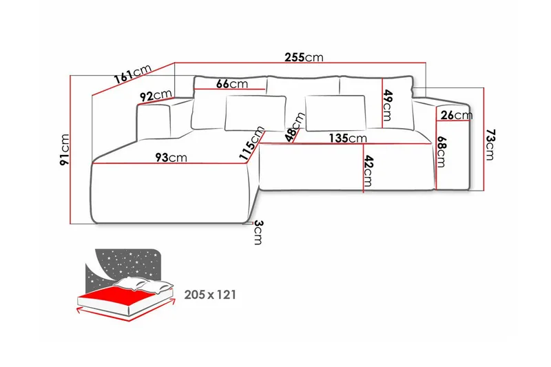 Listowel 3-sits Hörnbäddsoffa Green - Møbler - Sofaer - Sovesofaer