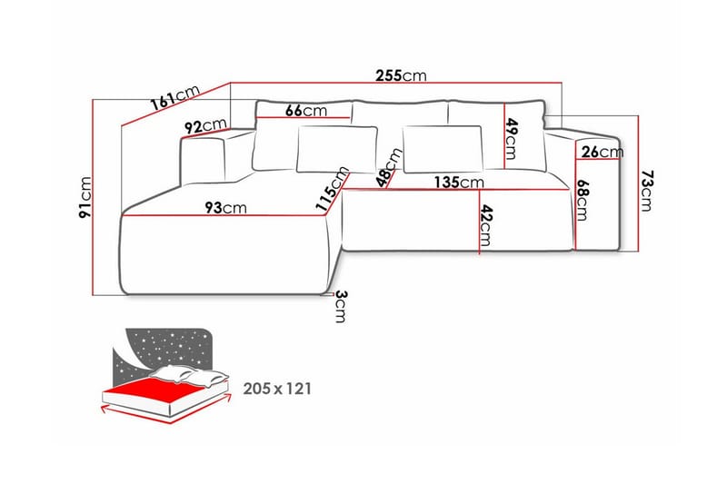 Listowel 3-sits Hörnbäddsoffa Green - Møbler - Sofaer - Sovesofaer