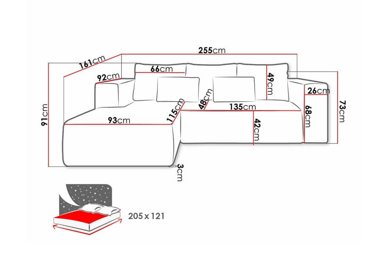 Listowel 3-sits Hörnbäddsoffa Light grey/Dark grey - Møbler - Sofaer - Sovesofaer