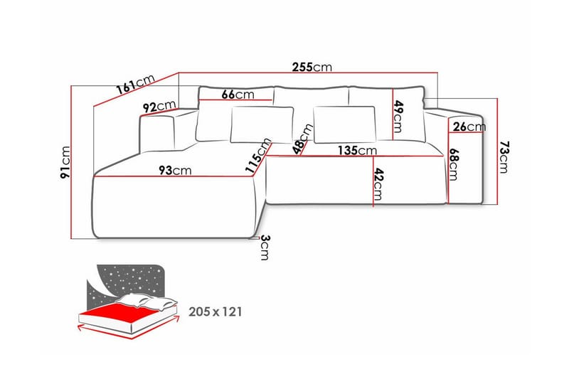 Listowel 3-sits Hörnbäddsoffa Turquoise - Møbler - Sofaer - Sovesofaer