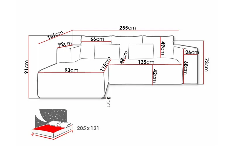 Listowel 3-sits Hörnbäddsoffa Turquoise - Møbler - Sofaer - Sovesofaer