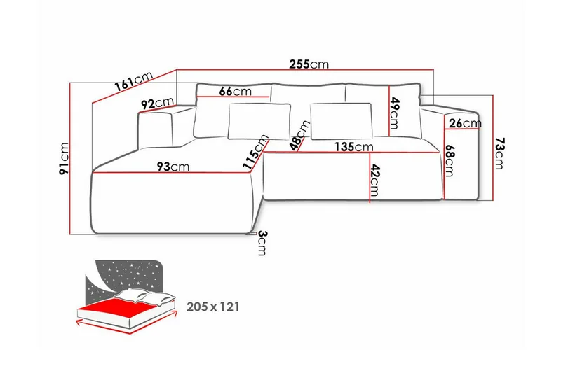 Listowel 3-sits Hörnbäddsoffa Yellow - Møbler - Sofaer - Sovesofaer