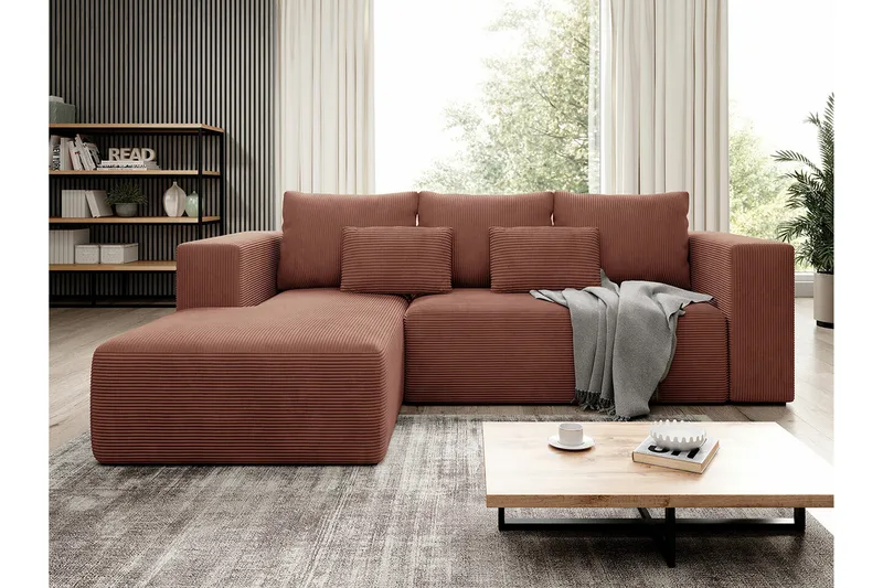 Listowel 3-sits Hörnbäddsoffa Pink - Møbler - Sofaer - Sovesofaer