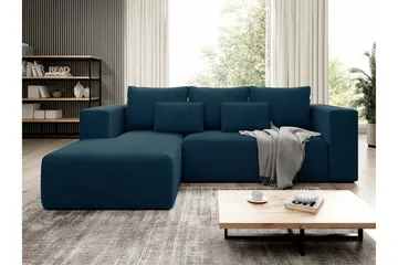 Listowel 3-personers Venstre Hjørnesovesofa 121x205 cm med Opbevaring i Fløjlskord - Blå - Møbler - Sofaer - Sovesofaer