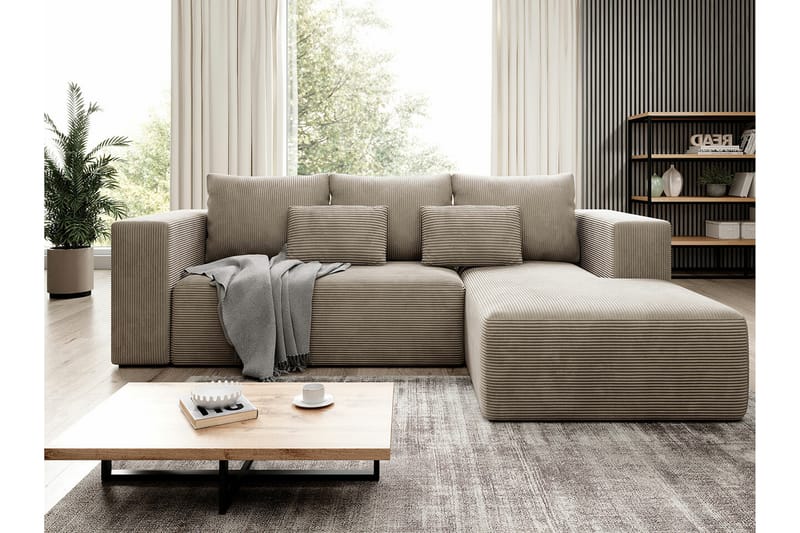 Listowel 3-personers Hjørnesovesofa - Beige/Lys beige - Sovesofaer - Hjørnesovesofa