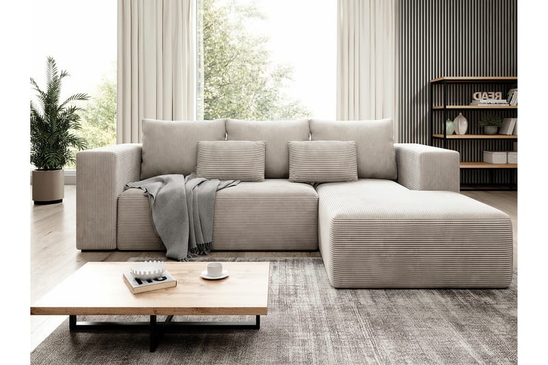 Listowel 3-personers Hjørnesovesofa - Beige/Lys beige - Sovesofaer - Hjørnesovesofa