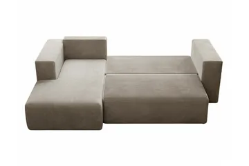 Listowel 3-personers Højre Hjørnesovesofa 121x205 cm med Opbevaring i Fløjlskord - Blå - Møbler - Sofaer - Sovesofaer