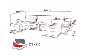 Listowel 4-sits Hörnbäddsoffa Dark grey/Light grey - Møbler - Sofaer - Sovesofaer