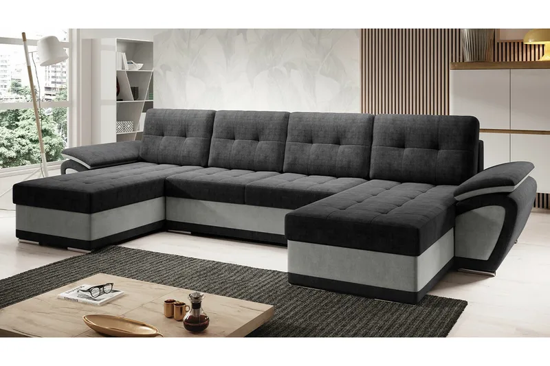Listowel 4-sits Hörnbäddsoffa Dark grey/Light grey - Møbler - Sofaer - Sovesofaer