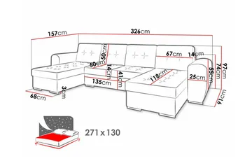 Listowel 4-personers Hjørnesovesofa - Møbler - Sofaer - Sovesofaer