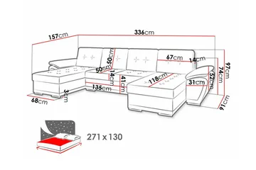 Listowel 4-personers Hjørnesovesofa - Møbler - Sofaer - Sovesofaer