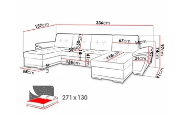 Listowel 4-personers Hjørnesovesofa - Møbler - Sofaer - Sovesofaer