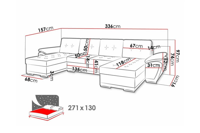 Listowel 4-personers Hjørnesovesofa - Grå/Beige - Sovesofaer - Hjørnesovesofa