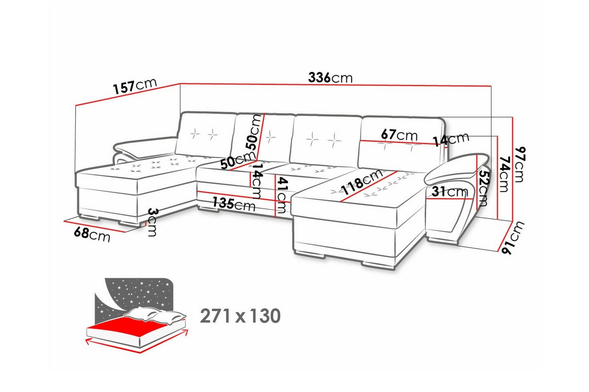 Listowel 4-personers Hjørnesovesofa - Mørkebrun/Beige - Møbler - Sofaer - Sovesofaer