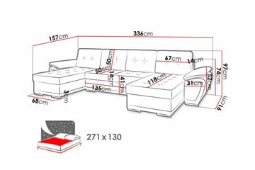 Listowel 4-personers Hjørnesovesofa - Mørkebrun/Beige - Møbler - Sofaer - Sovesofaer