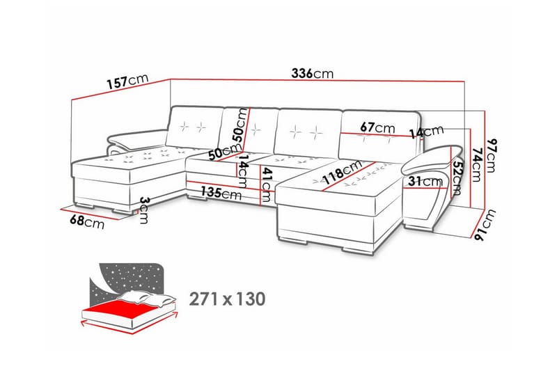 Listowel 4-personers Hjørnesovesofa - Mørkebrun/Beige - Sovesofaer - Hjørnesovesofa