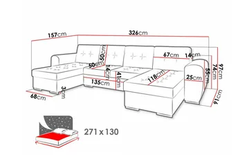 Listowel 4-personers Hjørnesovesofa - Møbler - Sofaer - Sovesofaer