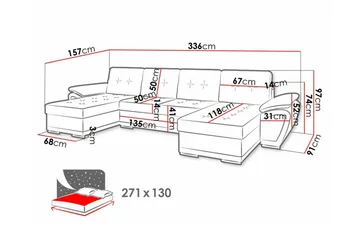 Listowel 4-personers Hjørnesovesofa - Møbler - Sofaer - Sovesofaer
