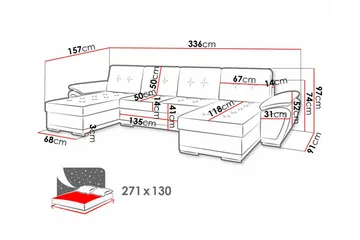 Listowel 4-personers Hjørnesovesofa - Møbler - Sofaer - Sovesofaer
