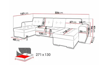 Listowel 4-personers Hjørnesovesofa - Møbler - Sofaer - Sovesofaer