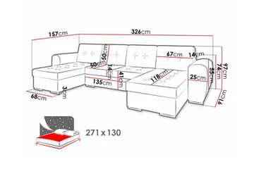 Listowel 4-personers Hjørnesovesofa - Beige - Møbler - Sofaer - Sovesofaer